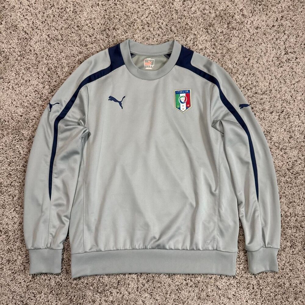 Puma Men's Grey and Blue Sweatshirt